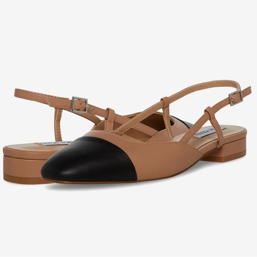 Steve Madden Belinda Nude and Black Slingbacks